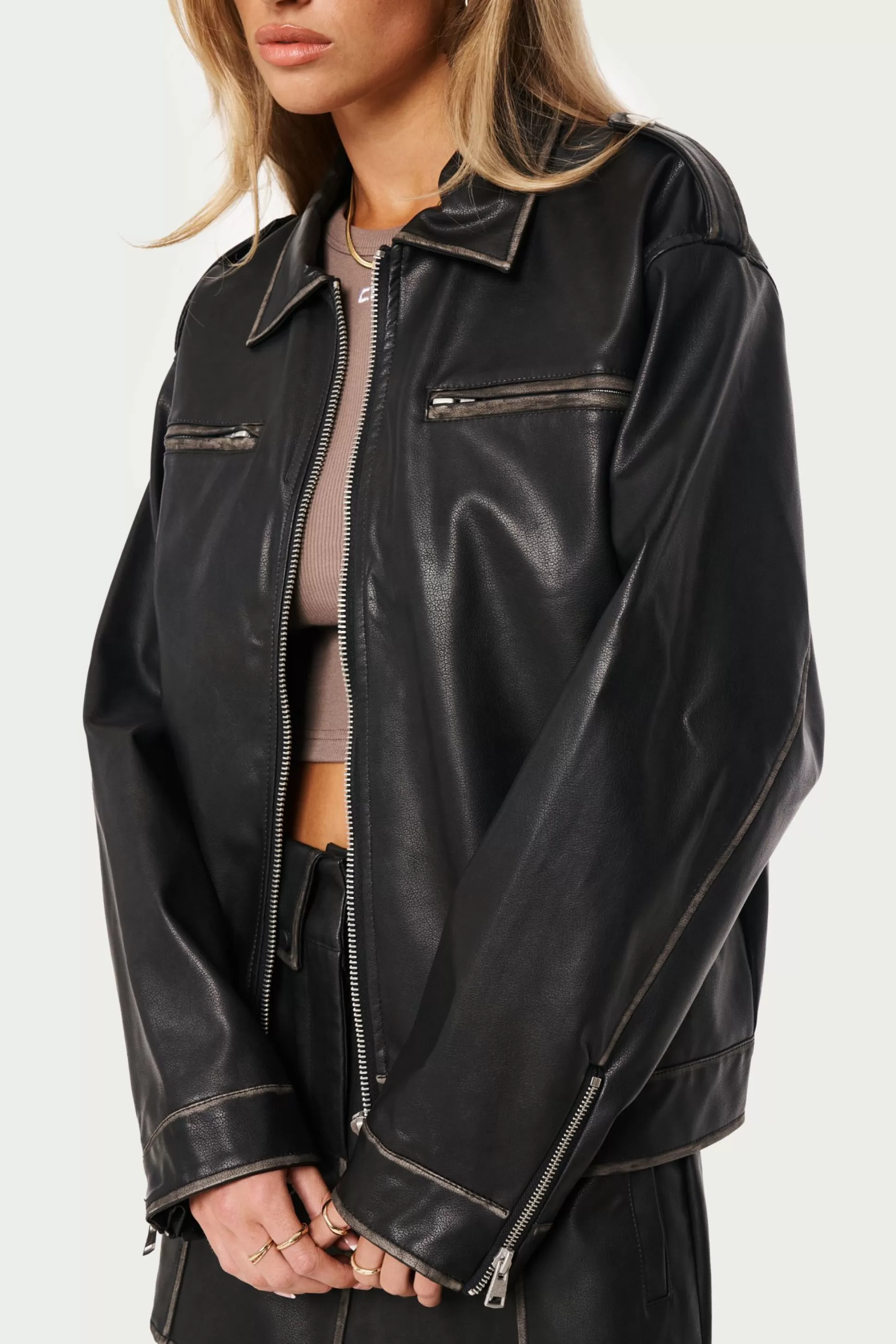 The Couture Club Distressed Vintage Biker Jacket