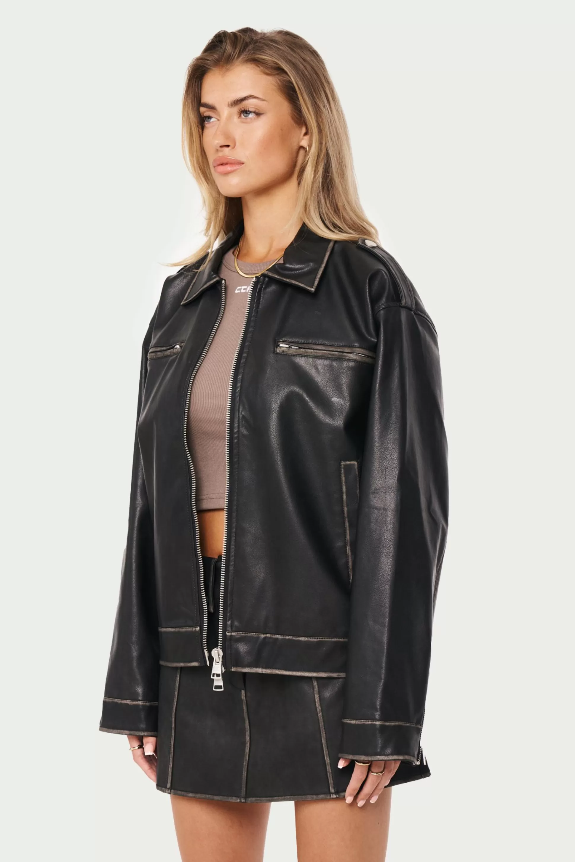 The Couture Club Distressed Vintage Biker Jacket
