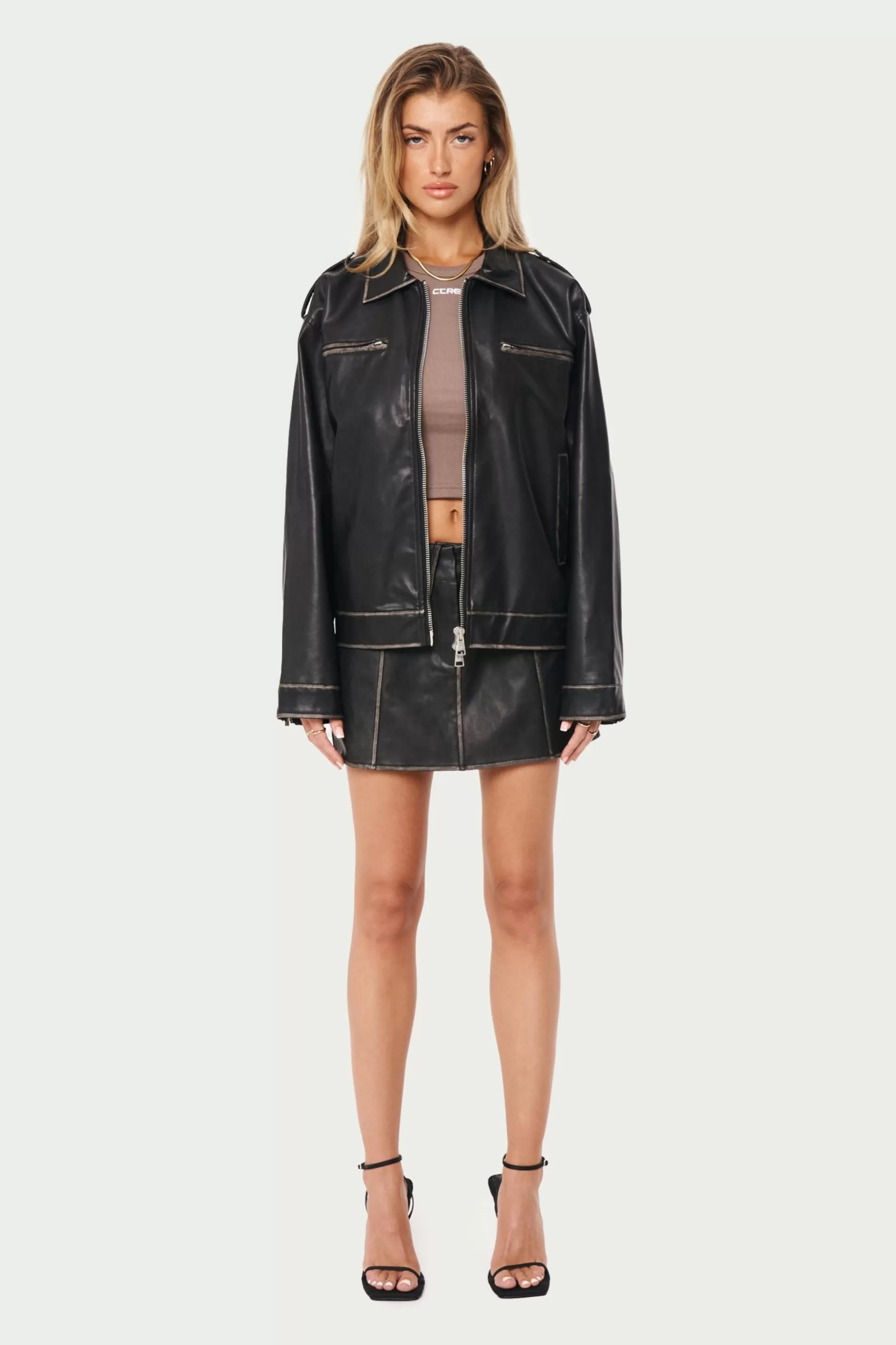 The Couture Club Distressed Vintage Biker Jacket