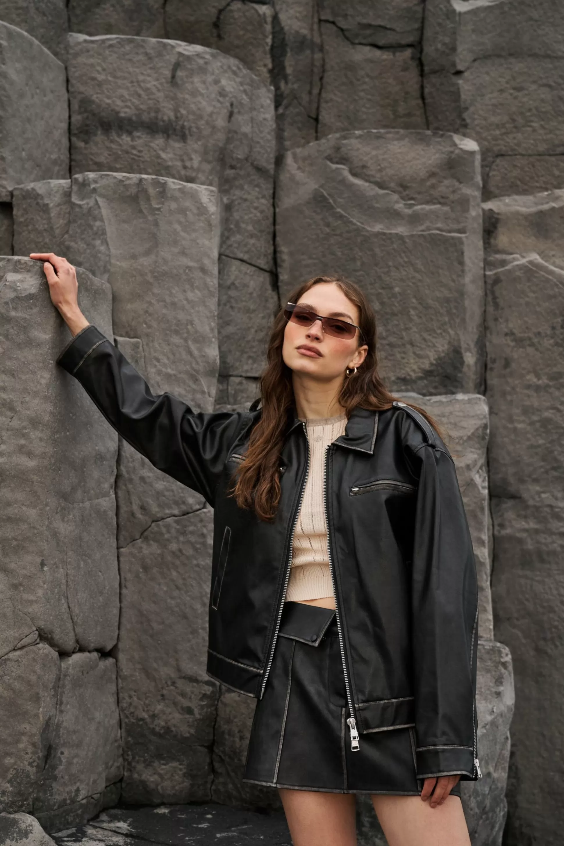 The Couture Club Distressed Vintage Biker Jacket