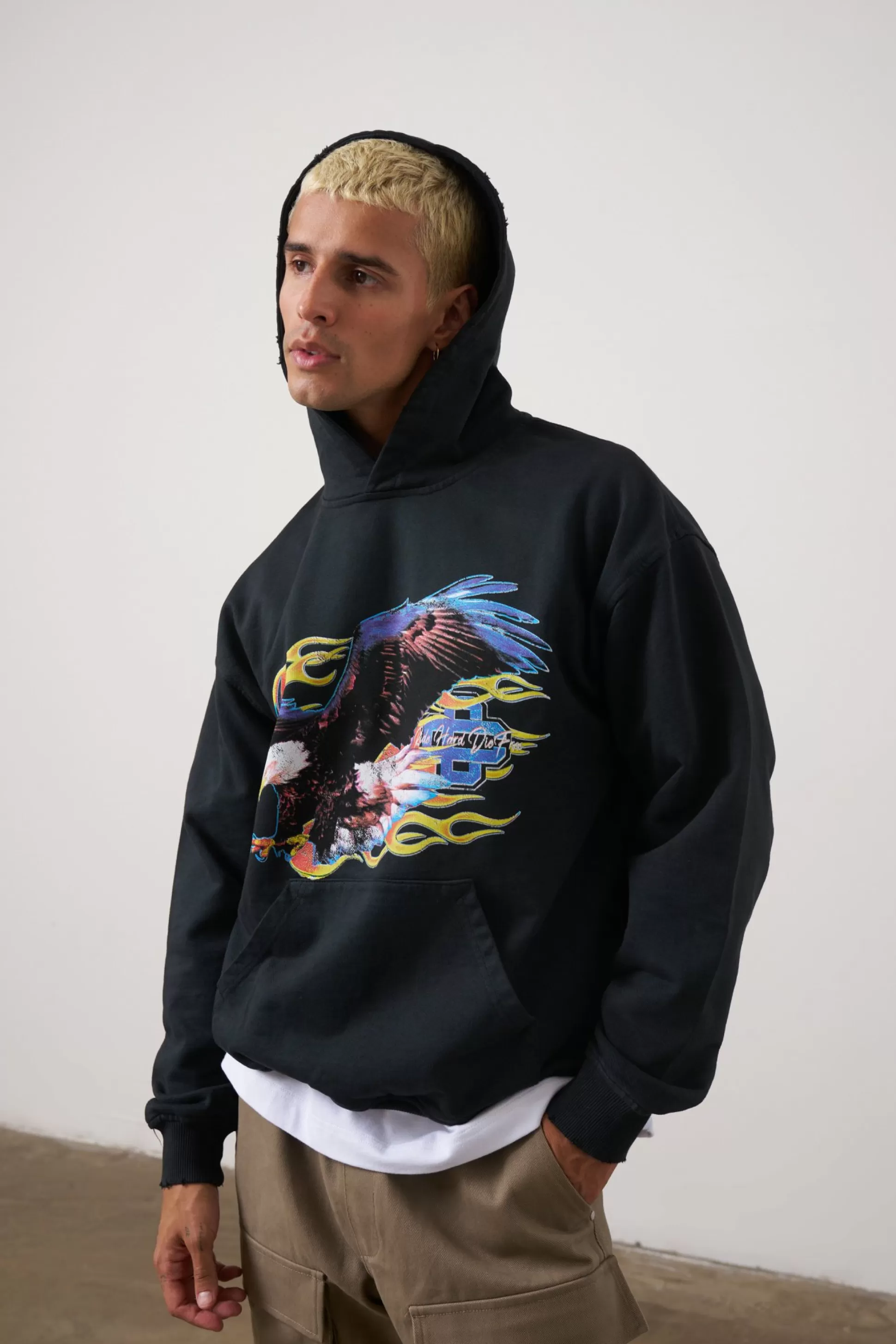 The Couture Club Graphic Flame Vintage Hoodie