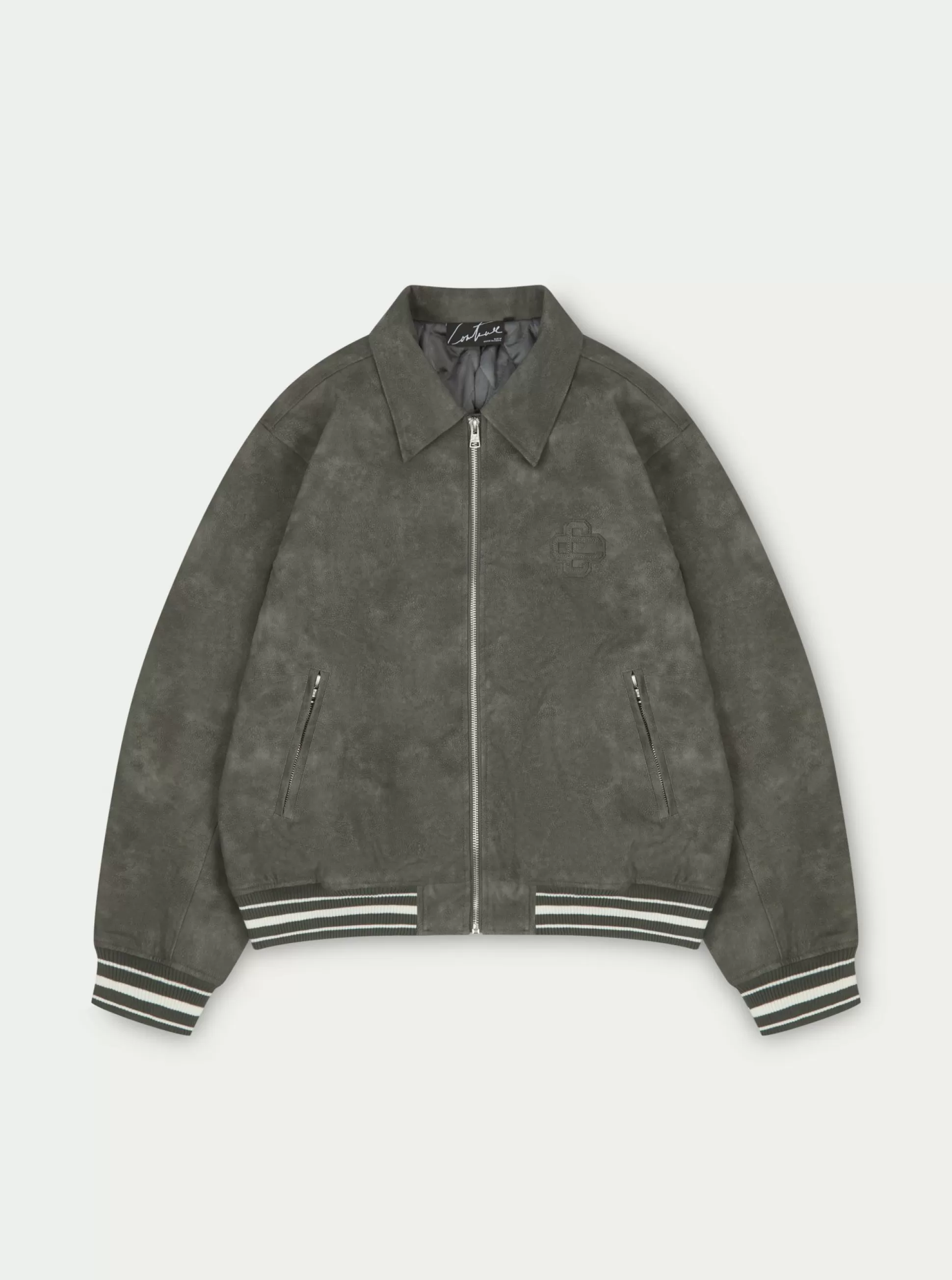 The Couture Club Vintage Look Faux Leather Bomber Jacket